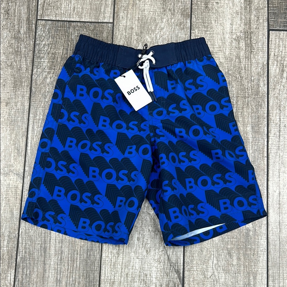 100% Authentic BOSS Kids Blue Logo Swim Shorts NWT